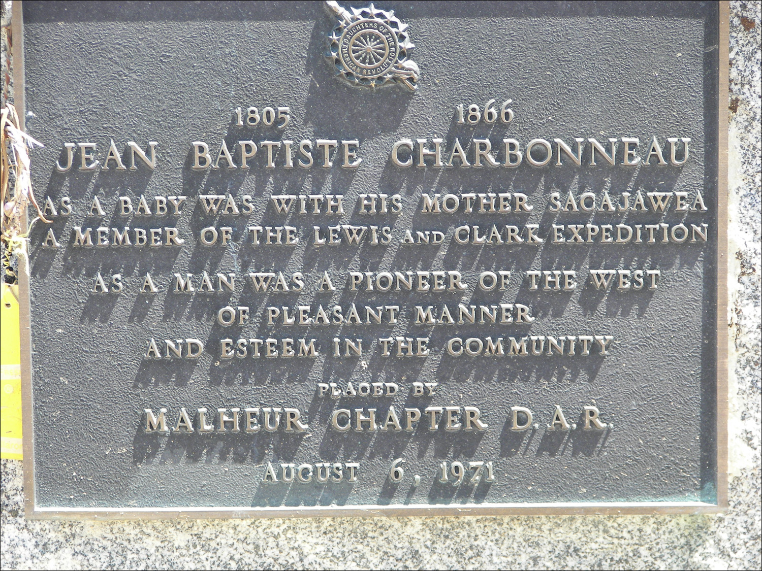 Grave site of Jean Baptiste Charbonneau